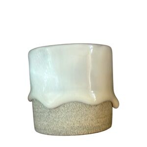 Drip Pots Pearl White small Planter 4”x4” Elegant White Gray Ceramic Vase